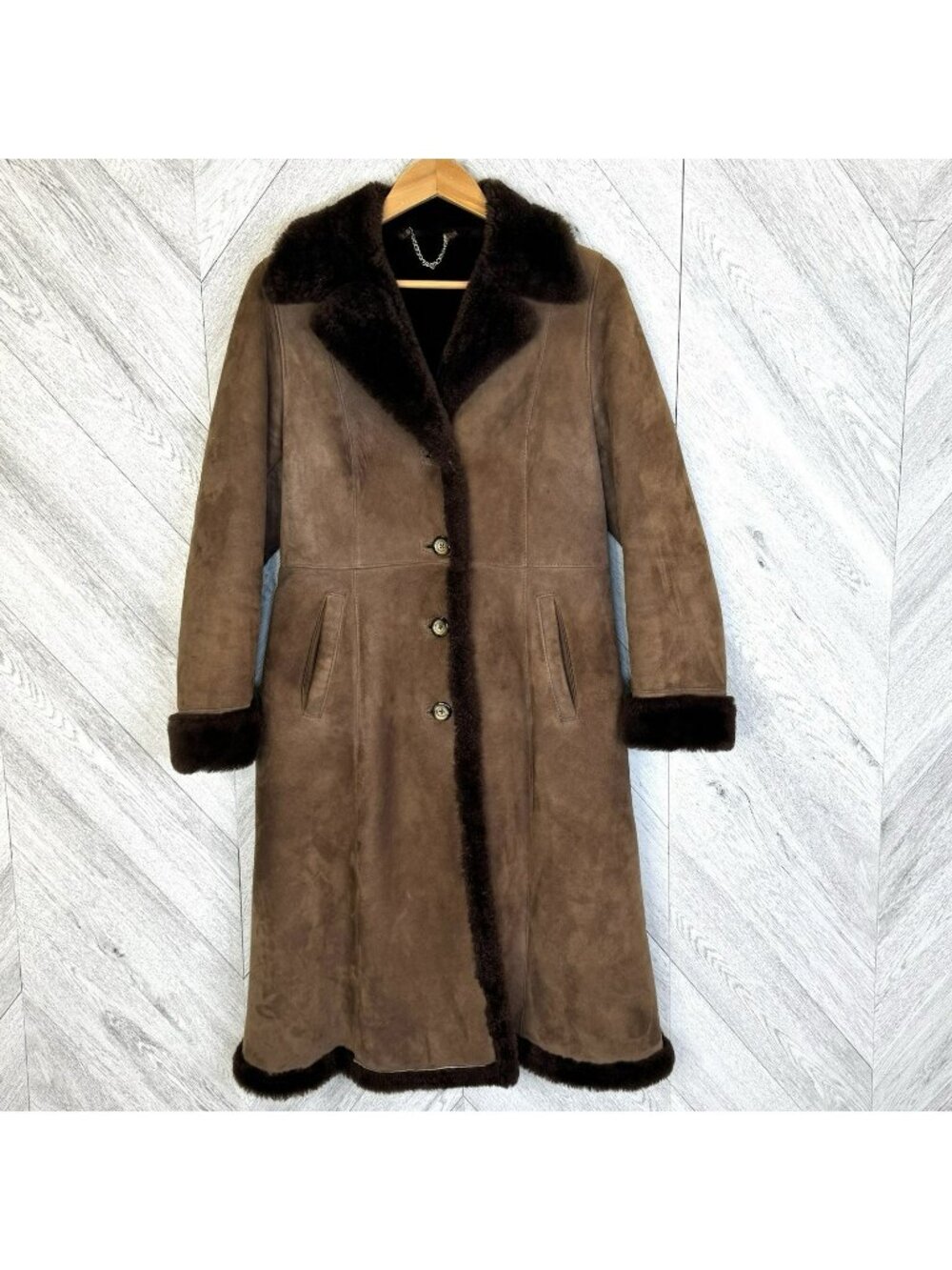VTG 70s Penny Lane Sheepskin Shearling Long Winter Coat Brown Womens Medium